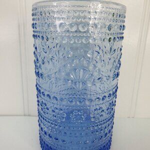 Pioneer Woman Channing Embossed Glass Tumblers Set of 4 Blue 18oz New